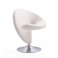 Manhattan Comfort AC040-CR Curl Cream and Polished Chrome Wool Blend Swivel Accent Chair